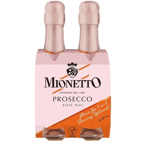 Mionetto Prosecco Brut Rose 187ml 2pk