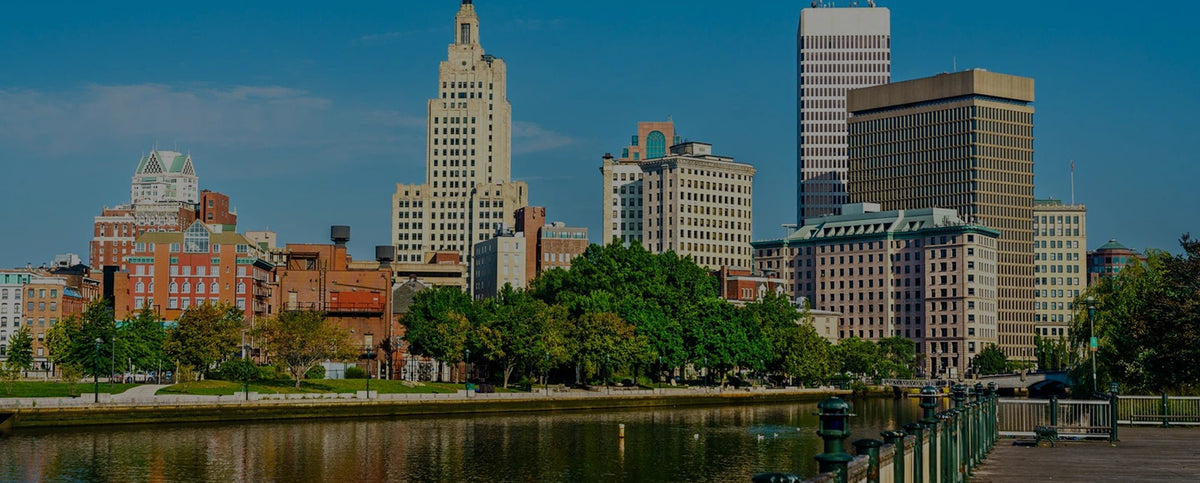 The Providence, Rhode Island skyline across the water