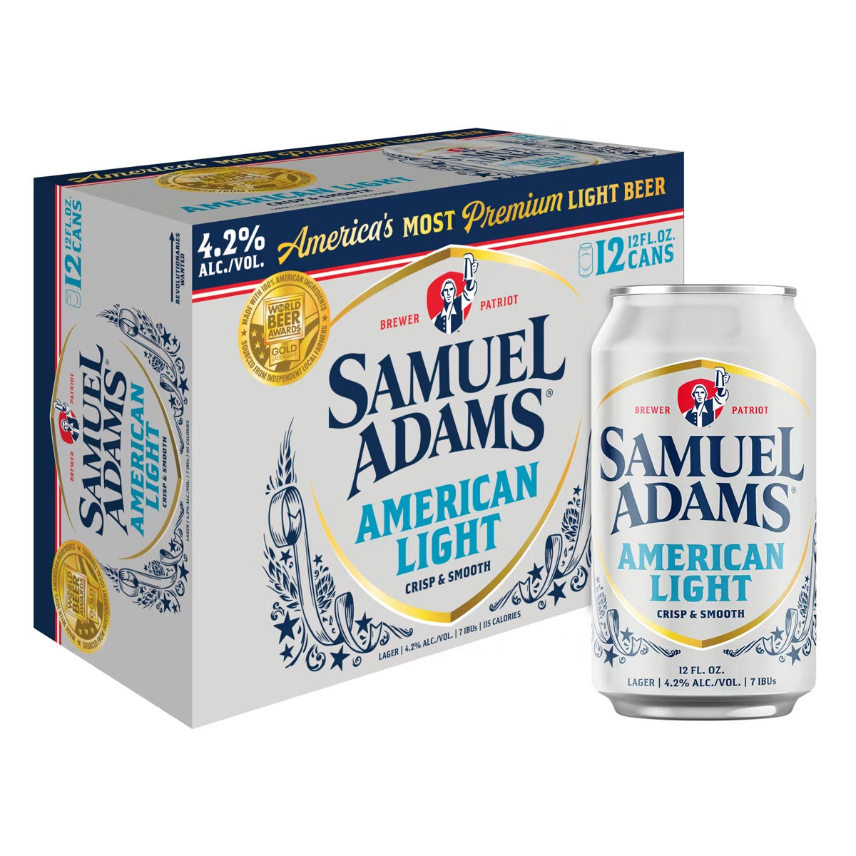 Sam Adams American Light 12oz 12pk Cans