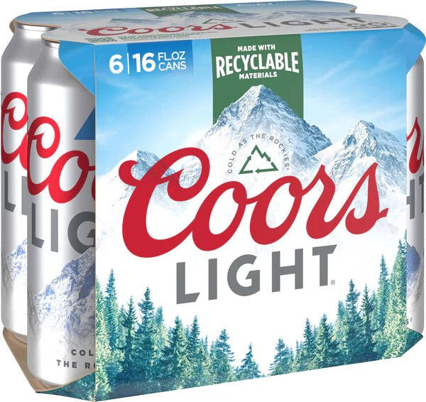 Coors Light 16oz 6pk Cans